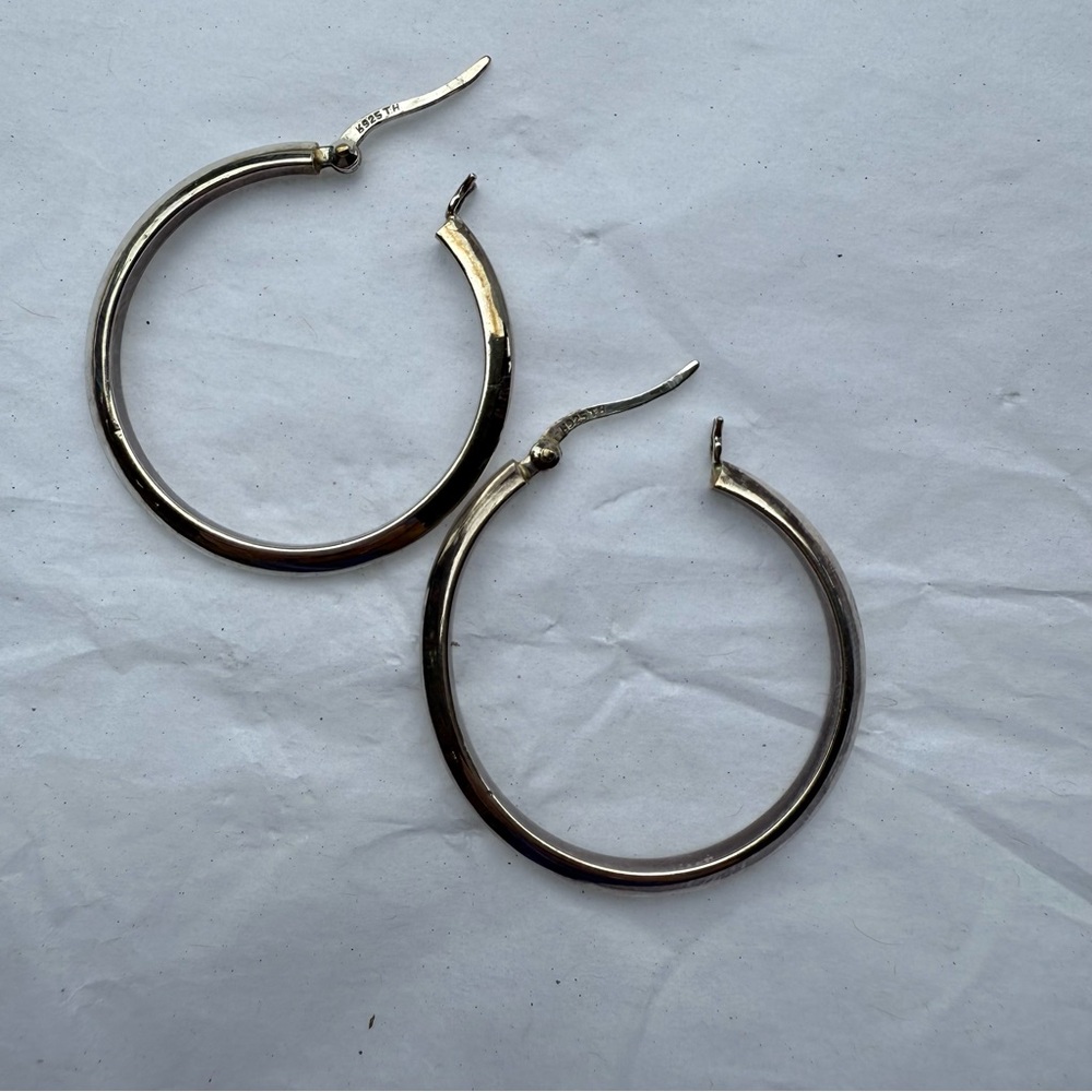 Elegant Sterling Silver (gold plating) Hoop Earrings